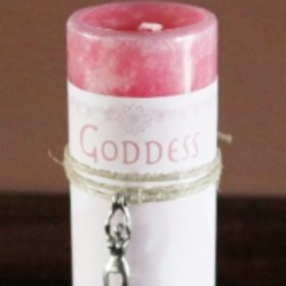 Goddess scented love candle with silver symbol